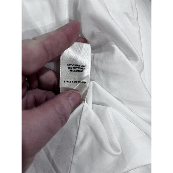 Rebecca Taylor Short Sleeve Stretch Textured Scoop Neck White Lined Dress Sz 10 - Picture 15 of 15